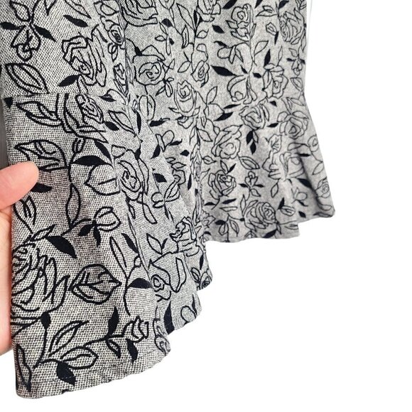 LOFT Wool Black Floral Embossed Flounce Skirt - Picture 3 of 6